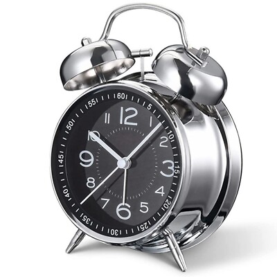 #ad Brand New Alarm Clock Double Bells Alarm Clock Glass Silk Screen Scale