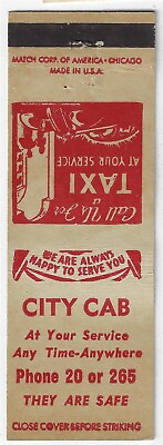 #ad City Cab Call Us For A Taxi FS Empty Matchcover
