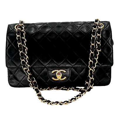 #ad Chanel 2.55 Lambskin Quilted Classic Double Flap Gold Chain CC W1214P A0003