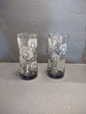 #ad Libbey Retro Dandelion Puff Tall Collins Glasses Set of 2