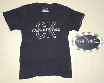 #ad Boys Girls CK Calvin Klein T Shirt Small Size 8 Black