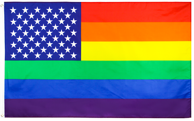 #ad 3x5FT Pride LGBTQ American Flag Rainbow Gay Parade Lesbian Equal Love Stars USA