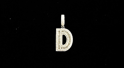 #ad 925 Real Silver with 1.5ct Moissanite Initial Alphabet Pendant