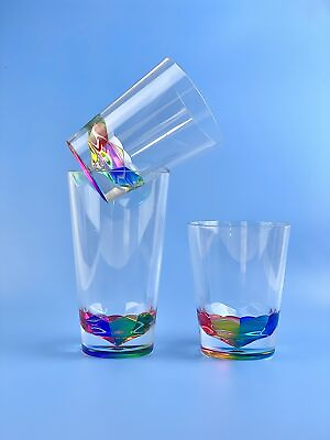 #ad 14oz and 22oz Rainbow Colored Acrylic Glasses Set of 8