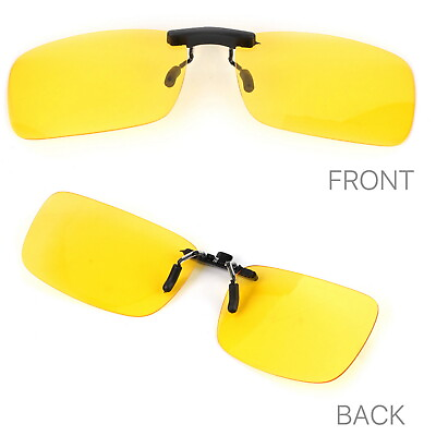 #ad Night Vision Anti Glare Polarized Clip On Driving Glasses Sunglasses UV400 Lens