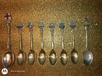 #ad Antique Souvenir Spoons GREAT MONUMENTS OF LONDON 8 Silverplated Spoons by EPNS