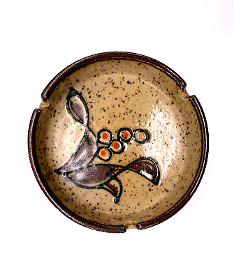 #ad Vintage MCM Otagiri Speckled Stoneware Pottery Ashtray Flower