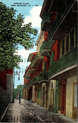 #ad 1954 Pirates Alley New Orleans Cabildo Jail Orleans Alley Louisiana Postcard