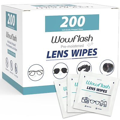 #ad 200 Count Lens Wipes for Eyeglasses Eyeglass Lens Cleaning Wipes Pre moistene..