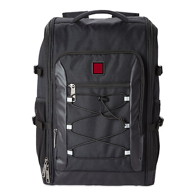 #ad Swiss Tech Adult Unisex Zip Around Black Backpack Brand New 12”W x 16”H x 1.5”D