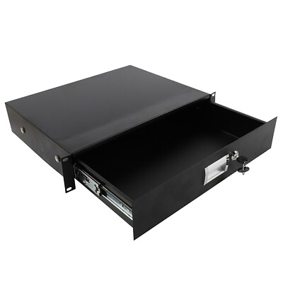 #ad 19quot; Rack Mount 2U Steel Plate DJ Drawer Equipment Cabinet Lockable w key Gift