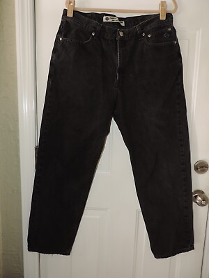 #ad Mens Harley Davidson black wash relaxed leg boot cut Jeans sz 38 x 32 biker