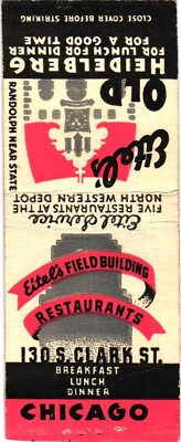 #ad Eitel#x27;s Field Building Restaurants Chicago Lunch Vintage Matchbook Cover