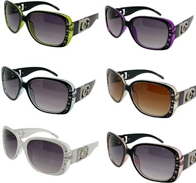 #ad Womens Rhinestones Square Wrap Sunglasses Designer Fashion Shades Celebrity 6646