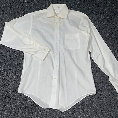 #ad Bryan Marc White Mens Button Up Shirt Sz 15.5 x 34 35 Cotton Polyester