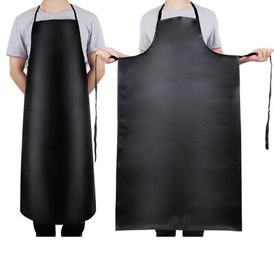 #ad Waterproof PVC Kitchen Coated Apron Oil Resistant Unisex Butcher Aprons Pinafore
