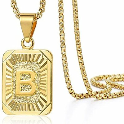 #ad Initial Letter Pendant Necklace Men Women Capital Letter A Z Stainless Steel New