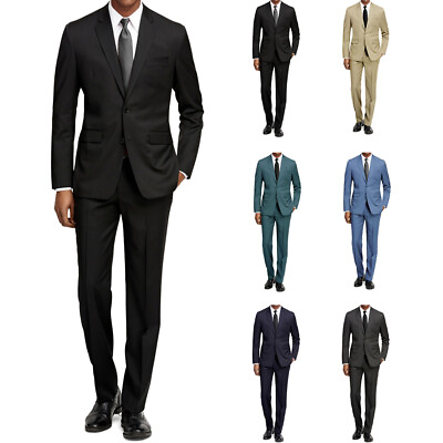#ad Braveman Men#x27;s Formal Two Piece 2 Piece Slim Fit Cut Suit Set