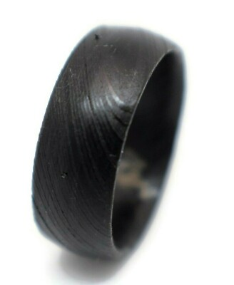 #ad Black Mens Wedding Ring Damascus Steel Band Handmade 8mm Gift Jewelry $30.81