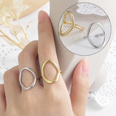 #ad Gold Silver Color Open Rings Irregular Minimalist Ring For Women Geometric