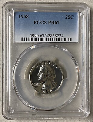 #ad 1958 Silver Washington Proof Quarter PCGS PR67
