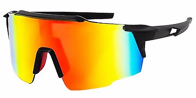 #ad Oversized Rimless Sports Shield Baseball Cycling Sunglasses Orange Mirror 12TRV