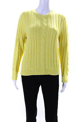 #ad Weekend Max Mara Womens Cable Knit Round Neck Pullover Sweater Yellow Size M