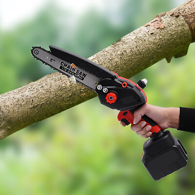 #ad 8In Mini Handheld Electric Chainsaw Cordless Chain Saw Wood Cutter Rechargeable