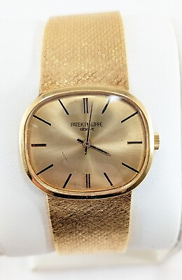 #ad 18K Gold PATEK PHILLIPE Manual Wind Wristwatch Adjustable 7quot; 7.5quot; 18K Gold Band