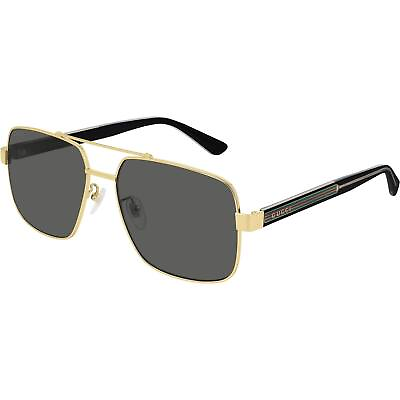 #ad Gucci Men#x27;s Sunglasses Gold Metal Aviator Full Rim Frame Grey Lens GG0529S 001