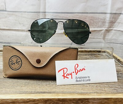 #ad Vintage Ray Ban sunglasses aviator Large 62mmGunmetal Black Lens Outdoor mens