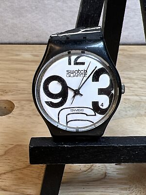 #ad 1983 SWATCH WATCH GB103 FALL WINTER COLLECTION RARE BLACK WHITE SWISS MADE Works