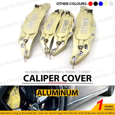 #ad 4 Gold ENDLESS Brake Caliper Cover Metal Style Disc Universal Car Front Rear Kit