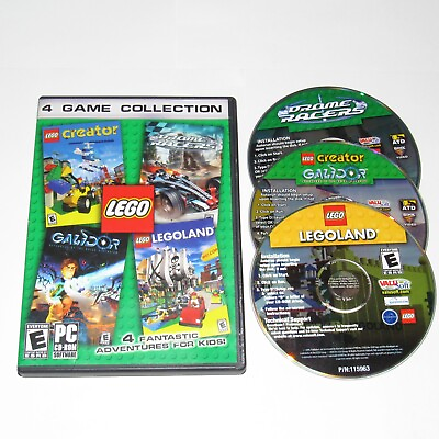 #ad LEGO 4 Game Collection PC Game 2008 All 3 Discs Creator Drome Racer