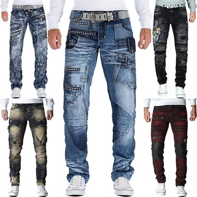 #ad Herren Jeans Hose Mens Pants Straight Slim Regular Cut Fit Cargo Denim Auffällig