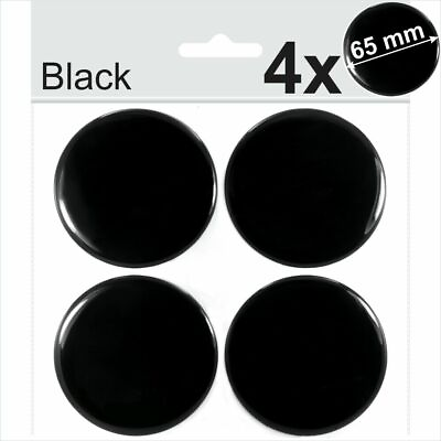 #ad 4x 65mm Black Domed Resin Centre Cap Hub Stickers Wheel trims Caps Badge Emblem