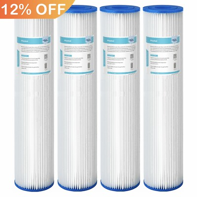 #ad 4 Pack 20quot;x4.5quot; Whole House Washable Pleated Sediment Water Filter for Big Blue