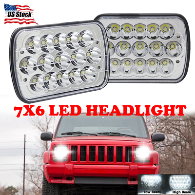 #ad Pair 7x6quot; 5x7 LED Headlight For Jeep Cherokee XJ 1984 2001 Wrangler YJ 1986 1995