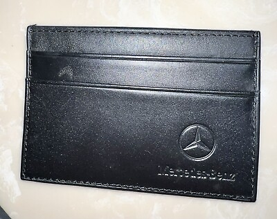 #ad Set of 2 MERCEDES BENZ Genuine OEM Black Leather Card Holder Wallet Window