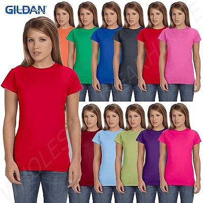 #ad Gildan Womens T Shirt Crew Neck Softstyle 4.5 oz. Junior Fit S XL R G640L