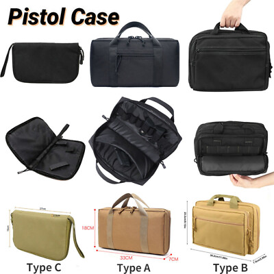 #ad Tactical Pistol Gun Bag Handgun Storage Soft Case Padded Gun Bag Hunting Camping