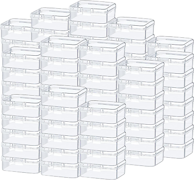 #ad SATINIOR 100 Pcs Clear Plastic Beads Storage Containers Box Small Clear Box with
