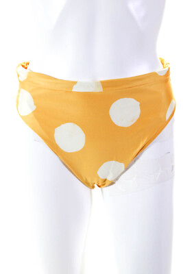 #ad Agua Bendita Womens Penelope Bikini Bottoms Yellow White Polka Size XL