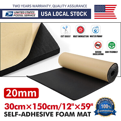 #ad 59quot;x12quot; Self Adhesive Sound Insulation Acoustic Foam Sound Proof Padding 20MM