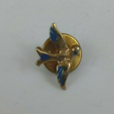 #ad Vintage Bluebird Of Happiness Gold Tone Lapel Hat Pin