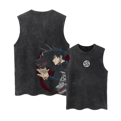 #ad Anime Print Graphic Vest Streetwear Hip Hop Mens Tank Tops Casual Sleeveless Top