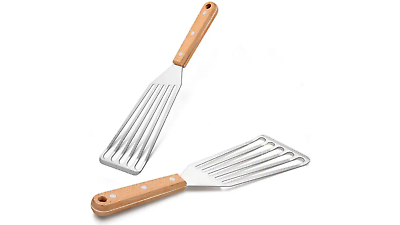 #ad Fish Spatula Stainless Steel Slotted Offset Food Turner with Wood Handle 1pc