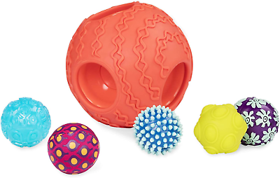 #ad B. toys B. baby Baby Ballss– 1 Big Textured Ball with 5 Small Sensory Balls –