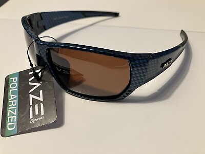 #ad RAZE Sonar Sunglasses Polarized Blue Carbon Fiber Brown Lens HDP 28051