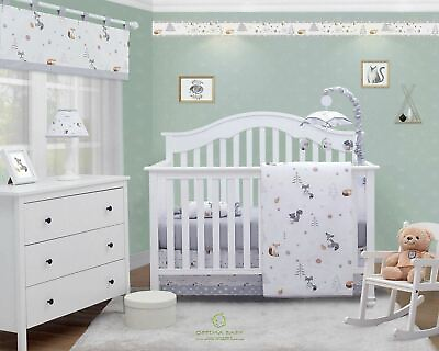 #ad 5 Pieces Forest Fox Grey Baby Boy Girl Nursery Crib Bedding Sets By OptimaBaby